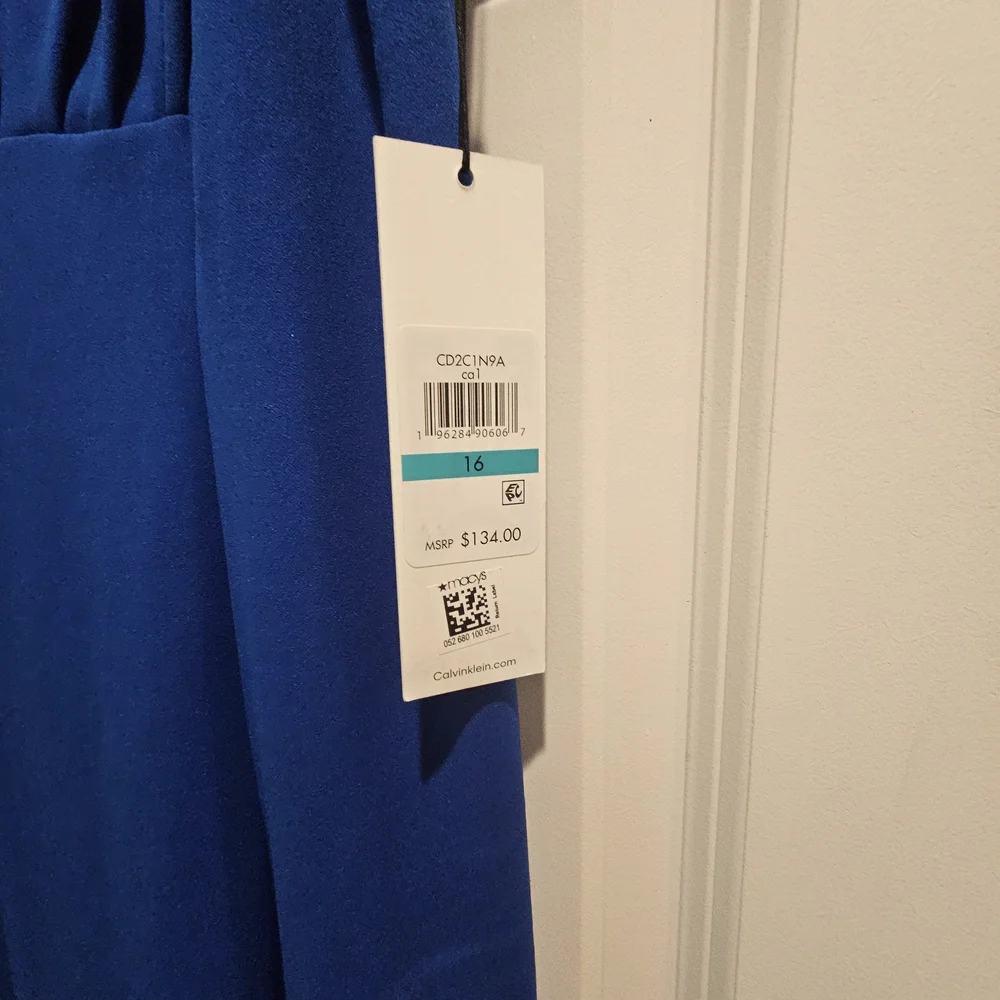 Calvin Klein Blue Pleated Midi Sundress for Wedding Guest - Picture 3 of 3